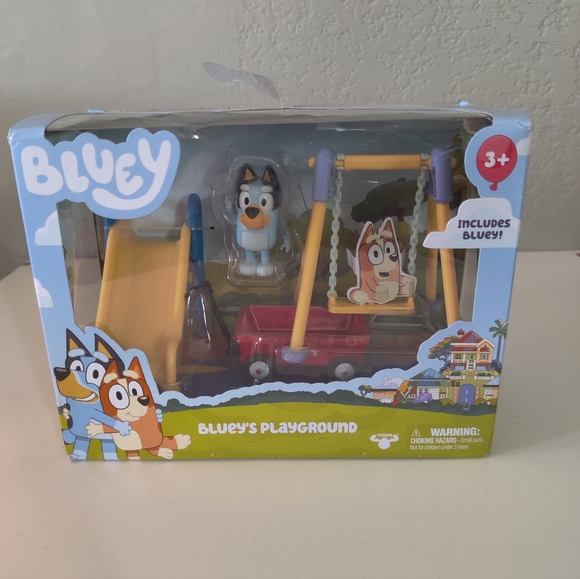 Bluey Park Mini Playset with 2.5" Bluey Figure Red Wagon Swing Set and Slide NEW - Picture 1 of 5